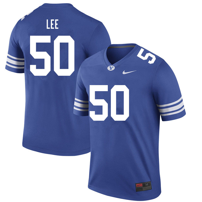 Men #50 Sam Lee BYU Cougars College Football Jerseys Sale-Royal